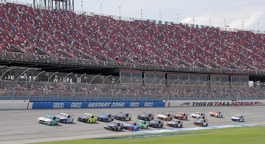 TALLADEGA, ALABAMA - JUNE 22:  Cars race during the NASCAR Cup Series GEICO 500 at Talladega Superspeedway on June 22, 2020 in Talladega, Alabama. (Photo by Chris Graythen/Getty Images) | Getty Images
