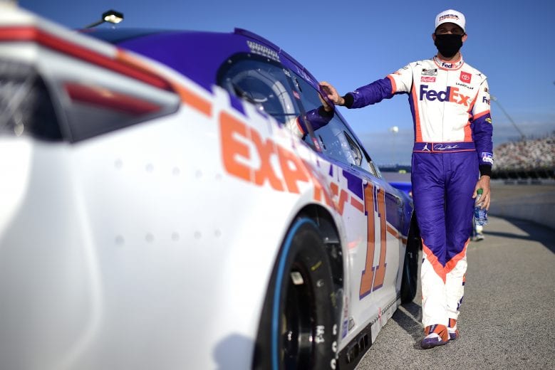 DARLINGTON, SOUTH CAROLINA - SEPTEMBER 06: Denny Hamlin, driver of the #11 Federal Express Toyota, waits on the grid prior to the NASCAR Cup Series Cook Out Southern 500 at Darlington Raceway on September 06, 2020 in Darlington, South Carolina. (Photo by Jared C. Tilton/Getty Images) | Getty Images