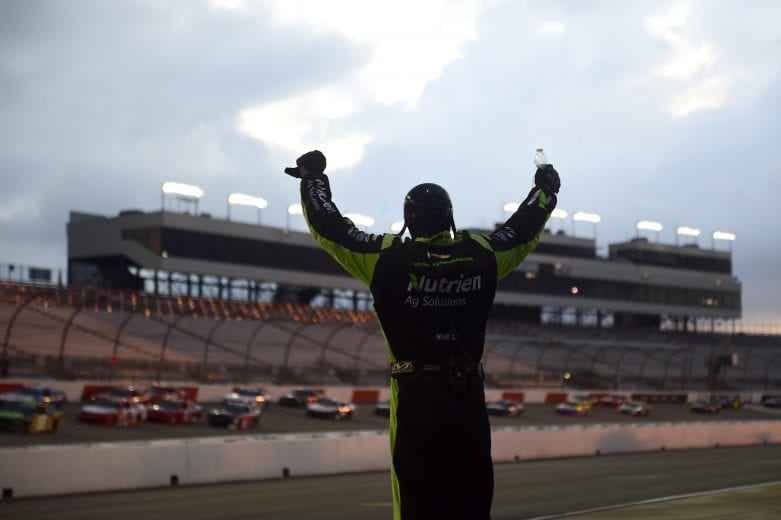 RICHMOND, VIRGINIA - SEPTEMBER 11: A crew member of the #10 Nutrien Ag Solutions Chevrolet, cheers at the start of the NASCAR Xfinity Series Go Bowling 250 at Richmond Raceway on September 11, 2020 in Richmond, Virginia. (Photo by Jared C. Tilton/Getty Images) | Getty Images