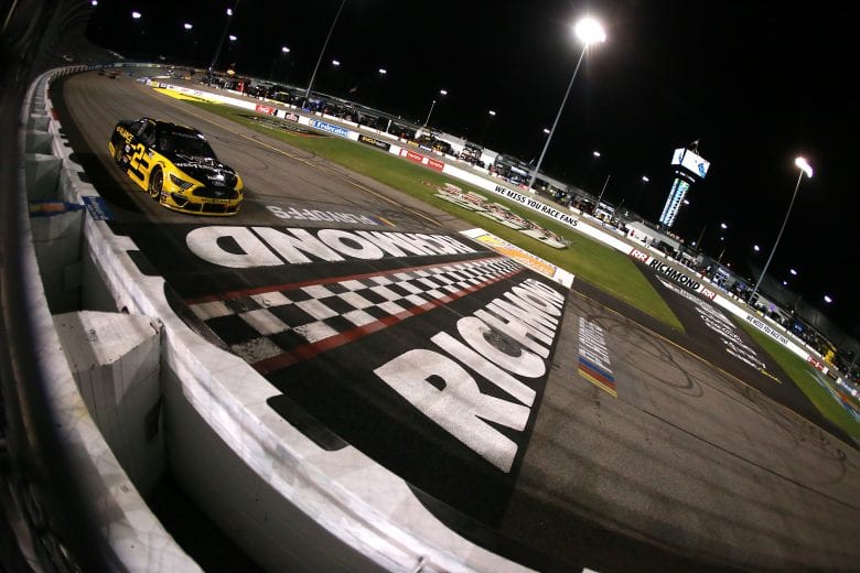 RICHMOND, VIRGINIA - SEPTEMBER 12: Brad Keselowski, driver of the #2 Western Star/Alliance Parts Ford, crosses the finish line to win the NASCAR Cup Series Federated Auto Parts 400 at Richmond Raceway on September 12, 2020 in Richmond, Virginia. (Photo by Sean Gardner/Getty Images) | Getty Images