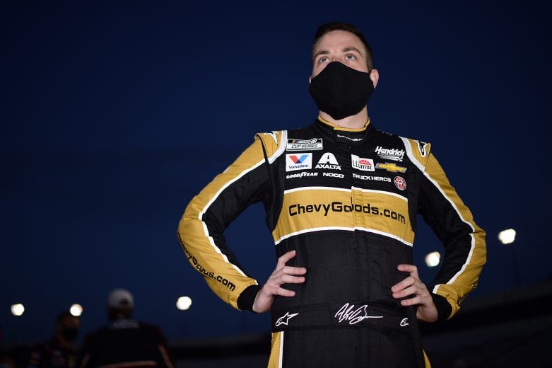RICHMOND, VIRGINIA - SEPTEMBER 12: Alex Bowman, driver of the #88 ChevyGoods.com/Truck Hero Chevrolet, waits on the grid prior to the NASCAR Cup Series Federated Auto Parts 400 at Richmond Raceway on September 12, 2020 in Richmond, Virginia. (Photo by Jared C. Tilton/Getty Images) | Getty Images