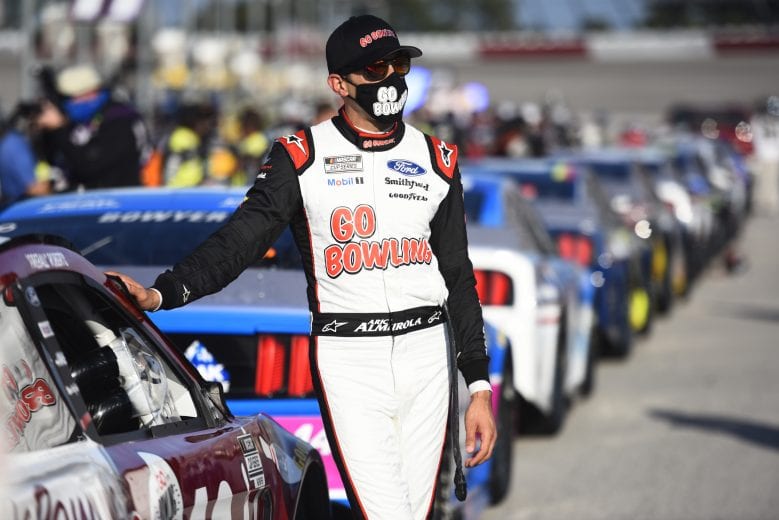 DARLINGTON, SOUTH CAROLINA - SEPTEMBER 06: Aric Almirola, driver of the #10 Go Bowling Ford, waits on the grid prior to  the NASCAR Cup Series Cook Out Southern 500 at Darlington Raceway on September 06, 2020 in Darlington, South Carolina. (Photo by Jared C. Tilton/Getty Images) | Getty Images