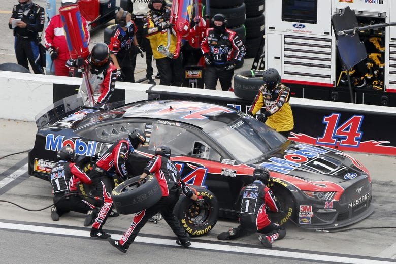 DAYTONA BEACH, FLORIDA - AUGUST 16: Clint Bowyer, driver of the #14 Mobil 1 Ford, pits during the NASCAR Cup Series Go Bowling 235 at Daytona International Speedway on August 16, 2020 in Daytona Beach, Florida. (Photo by Brian Lawdermilk/Getty Images) | Getty Images