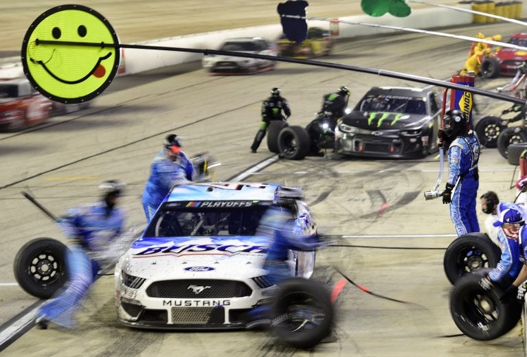 DARLINGTON, SOUTH CAROLINA - SEPTEMBER 06: Kevin Harvick, driver of the #4 Busch Beer Throwback Ford, pits during the NASCAR Cup Series Cook Out Southern 500 at Darlington Raceway on September 06, 2020 in Darlington, South Carolina. (Photo by Jared C. Tilton/Getty Images) | Getty Images