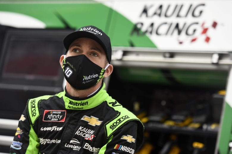 BRISTOL, TENNESSEE - SEPTEMBER 18: Ross Chastain, driver of the #10 Dyna-Gro Seed Chevrolet, waits on the grid prior to the NASCAR Xfinity Series Food City 300 at Bristol Motor Speedway on September 18, 2020 in Bristol, Tennessee. (Photo by Jared C. Tilton/Getty Images) | Getty Images