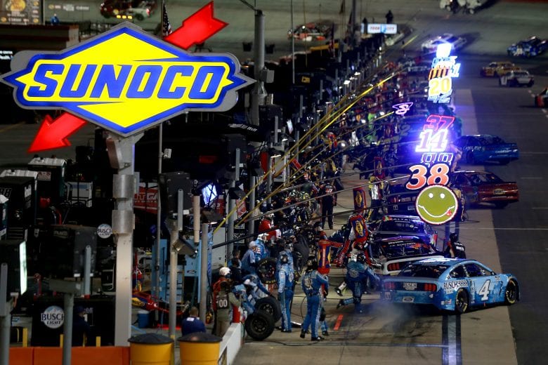 BRISTOL, TENNESSEE - SEPTEMBER 19: Kevin Harvick, driver of the #4 Busch Light Ford, exits pit road during the NASCAR Cup Series Bass Pro Shops Night Race at Bristol Motor Speedway on September 19, 2020 in Bristol, Tennessee. (Photo by Sean Gardner/Getty Images) | Getty Images