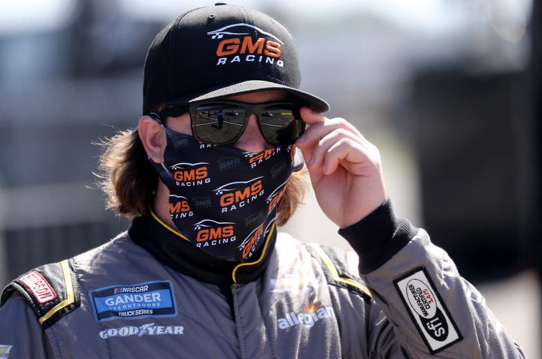TALLADEGA, ALABAMA - OCTOBER 03: Sheldon Creed, driver of the #2 Chevy Truck Month Chevrolet, waits on the grid prior to the NASCAR Gander RV & Outdoors Truck Series Chevy Silverado 250  at Talladega Superspeedway on October 03, 2020 in Talladega, Alabama. (Photo by Chris Graythen/Getty Images) | Getty Images