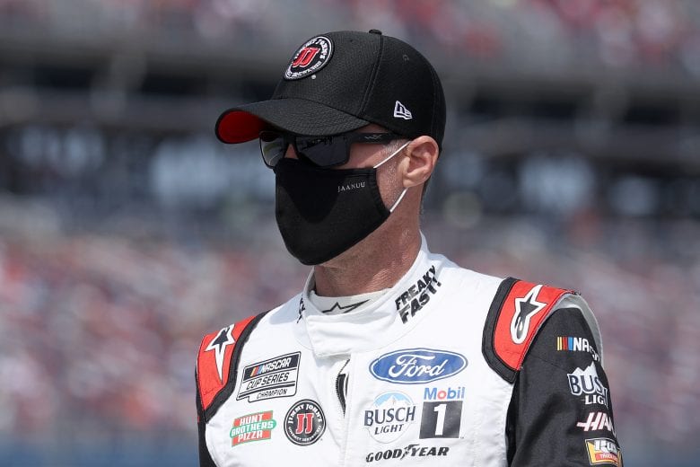 TALLADEGA, ALABAMA - OCTOBER 04: Kevin Harvick, driver of the #4 Jimmy John's Ford, wallks the grid prior to the NASCAR Cup Series YellaWood 500 at Talladega Superspeedway on October 04, 2020 in Talladega, Alabama. (Photo by Chris Graythen/Getty Images) | Getty Images