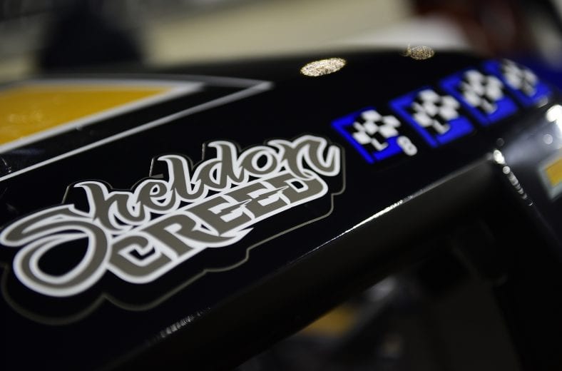 MARTINSVILLE, VIRGINIA - OCTOBER 30: A detail of the winner's stickers on the #2 Chevy Truck Month Chevrolet, driven by Sheldon Creed,  prior to the NASCAR Gander RV & Outdoors Truck Series NASCAR Hall of Fame 200 at Martinsville Speedway on October 30, 2020 in Martinsville, Virginia. (Photo by Jared C. Tilton/Getty Images) | Getty Images