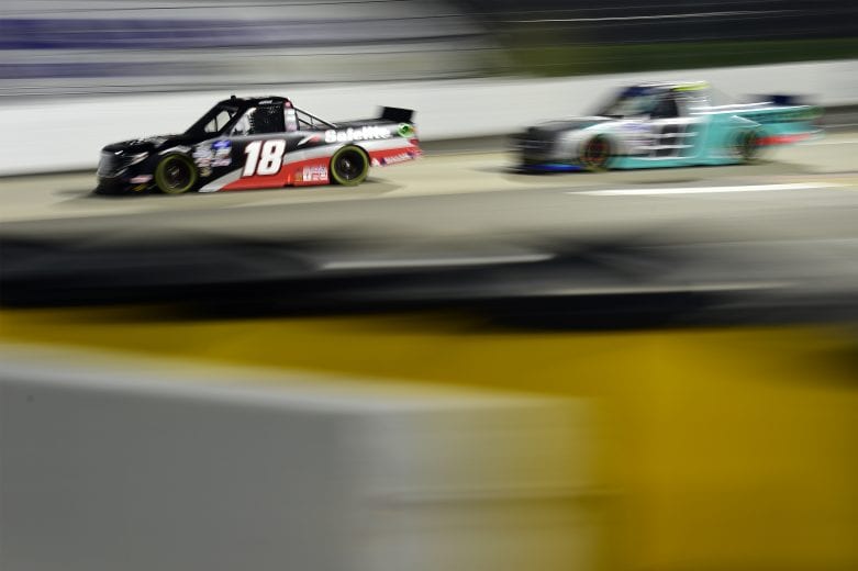 MARTINSVILLE, VIRGINIA - OCTOBER 30: Christian Eckes, driver of the #18 Safelite AutoGlass Toyota, drives during the NASCAR Gander RV & Outdoors Truck Series NASCAR Hall of Fame 200 at Martinsville Speedway on October 30, 2020 in Martinsville, Virginia. (Photo by Jared C. Tilton/Getty Images) | Getty Images