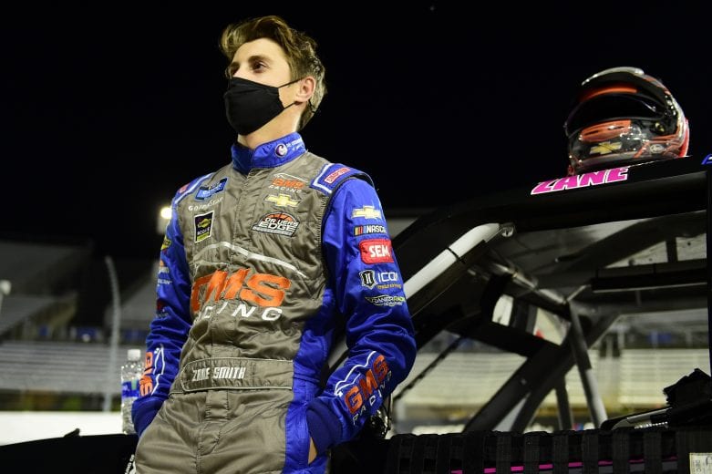 MARTINSVILLE, VIRGINIA - OCTOBER 30: Zane Smith, driver of the #21 LaPaz/MRC Chevrolet, waits on the grid prior to the NASCAR Gander RV & Outdoors Truck Series NASCAR Hall of Fame 200 at Martinsville Speedway on October 30, 2020 in Martinsville, Virginia. (Photo by Jared C. Tilton/Getty Images) | Getty Images
