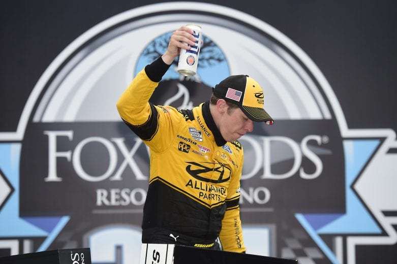 LOUDON, NEW HAMPSHIRE - AUGUST 02: Brad Keselowski, driver of the #2 Western Star/Alliance Parts Ford, celebrates in Victory Lane after winning the NASCAR Cup Series Foxwoods Resort Casino 301 at New Hampshire Motor Speedway on August 02, 2020 in Loudon, New Hampshire. (Photo by Jared C. Tilton/Getty Images) | Getty Images