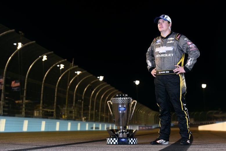 AVONDALE, ARIZONA - NOVEMBER 06: Sheldon Creed, driver of the #2 Chevy Accessories/Trench Shoring Chevrolet, poses for a photo after winning the NASCAR Gander RV & Outdoors Truck Series Championshipat Phoenix Raceway on November 06, 2020 in Avondale, Arizona. (Photo by Jared C. Tilton/Getty Images) | Getty Images