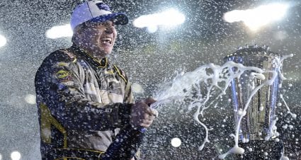 AVONDALE, ARIZONA - NOVEMBER 06: Sheldon Creed, driver of the #2 Chevy Accessories/Trench Shoring Chevrolet, celebrates in victory lane after winning the NASCAR Gander RV & Outdoors Truck Series Lucas Oil 150 at Phoenix Raceway on November 06, 2020 in Avondale, Arizona. (Photo by Jared C. Tilton/Getty Images) | Getty Images