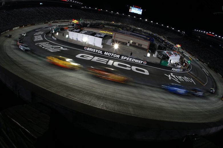 BRISTOL, TENNESSEE - SEPTEMBER 19: Cars race during the NASCAR Cup Series Bass Pro Shops Night Race at Bristol Motor Speedway on September 19, 2020 in Bristol, Tennessee. (Photo by Sean Gardner/Getty Images) | Getty Images
