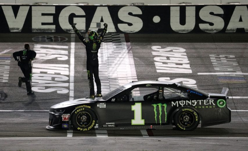 LAS VEGAS, NEVADA - SEPTEMBER 27: Kurt Busch, driver of the #1 Monster Energy Chevrolet, celebrates after winning the NASCAR Cup Series South Point 400 at Las Vegas Motor Speedway on September 27, 2020 in Las Vegas, Nevada. (Photo by Chris Graythen/Getty Images) | Getty Images
