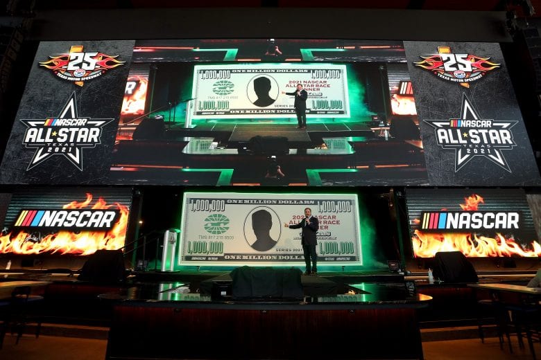 ARLINGTON, TEXAS - SEPTEMBER 30: Texas Motor Speedway President Eddie Gossage reveals the amount the winner will receive at the All Star Race during a Texas Motor Speedway 2021 Schedule Release event on September 30, 2020 in Arlington, Texas. (Photo by Richard Rodriguez/Getty Images) | Getty Images