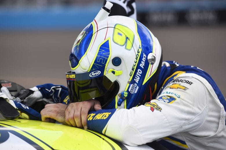 AVONDALE, ARIZONA - NOVEMBER 08: Chase Elliott, driver of the #9 NAPA Auto Parts Chevrolet, exits his car after winning the NASCAR Cup Series Season Finale 500 and the 2020 NASCAR Cup Series Championship at Phoenix Raceway on November 08, 2020 in Avondale, Arizona. (Photo by Jared C. Tilton/Getty Images) | Getty Images