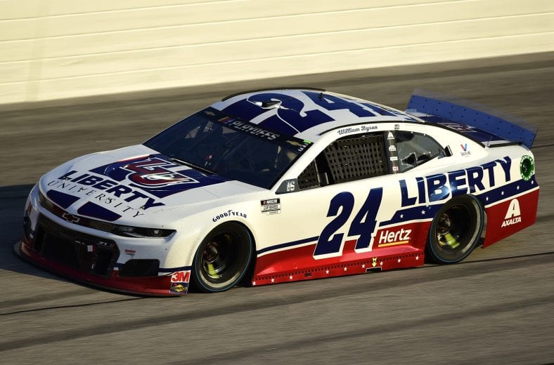 DARLINGTON, SOUTH CAROLINA - SEPTEMBER 06: William Byron, driver of the #24 Liberty Univeristy Throwback Chevrolet, drives during the NASCAR Cup Series Cook Out Southern 500 at Darlington Raceway on September 06, 2020 in Darlington, South Carolina. (Photo by Jared C. Tilton/Getty Images) | Getty Images
