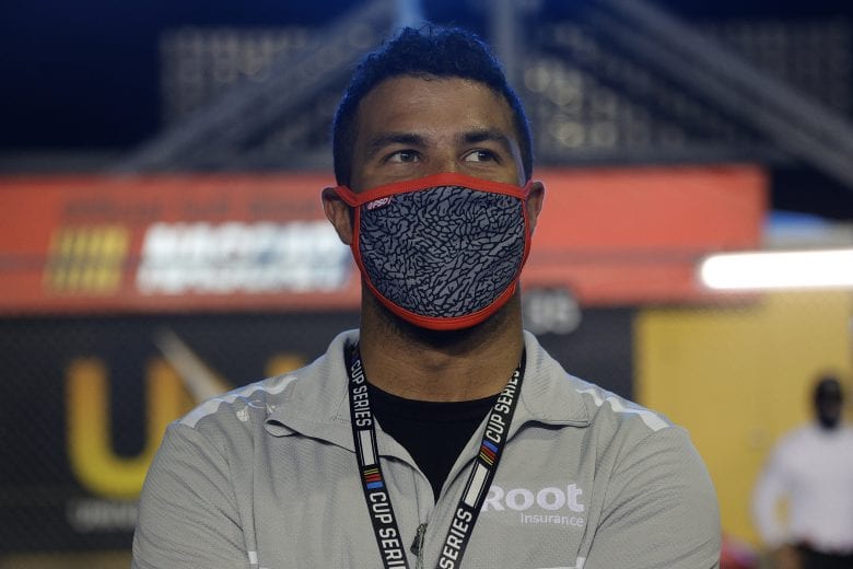 DAYTONA BEACH, FLORIDA - FEBRUARY 09: Bubba Wallace looks on from the grid prior to the NASCAR Cup Series Busch Clash at Daytona at Daytona International Speedway on February 09, 2021 in Daytona Beach, Florida. (Photo by Chris Graythen/Getty Images) | Getty Images