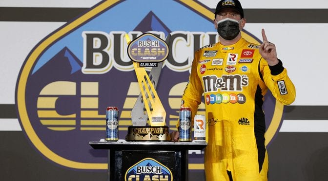 Featured Image for Kyle Busch sidesteps Blaney-Elliott crash on last lap for Busch Clash win at Daytona