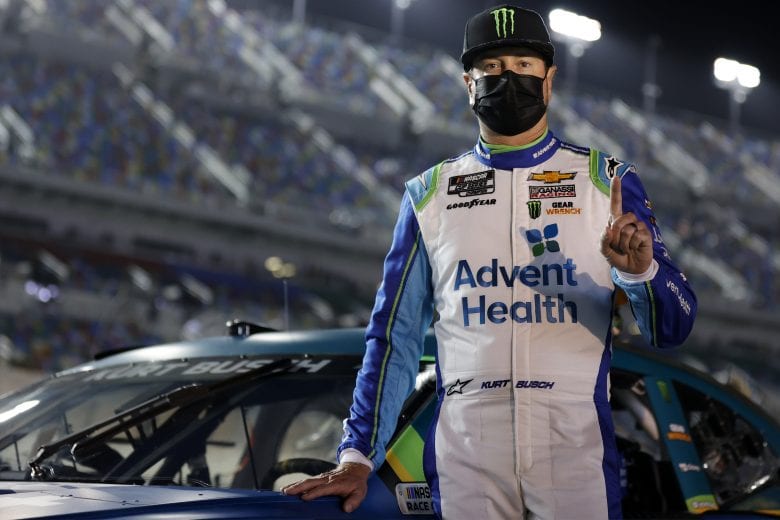 DAYTONA BEACH, FLORIDA - FEBRUARY 09: Kurt Busch, driver of the #1 AdventHealth Chevrolet, poses on the grid prior to the NASCAR Cup Series Busch Clash at Daytona at Daytona International Speedway on February 09, 2021 in Daytona Beach, Florida. (Photo by Jared C. Tilton/Getty Images) | Getty Images