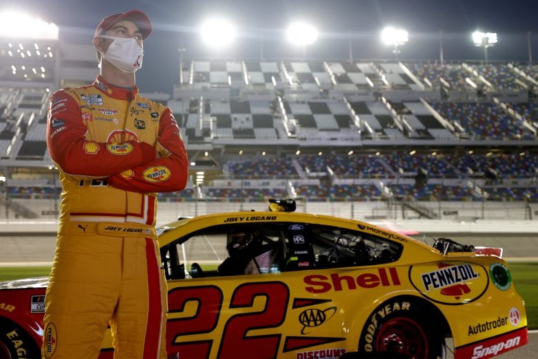 DAYTONA BEACH, FLORIDA - FEBRUARY 09: Joey Logano, driver of the #22 Shell Pennzoil Ford, waits on the track prior to the NASCAR Cup Series Busch Clash at Daytona at Daytona International Speedway on February 09, 2021 in Daytona Beach, Florida. (Photo by Jared C. Tilton/Getty Images) | Getty Images