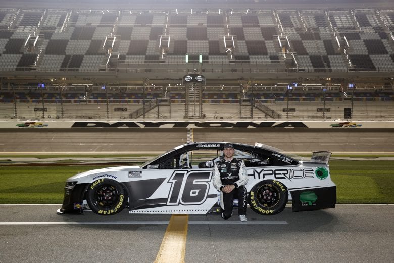 DAYTONA BEACH, FLORIDA - FEBRUARY 10: Kaz Grala, driver of the #16 Hyper Ice Chevrolet, poses on the grid during qualifying for the NASCAR Cup Series 63rd Annual Daytona 500 at Daytona International Speedway on February 10, 2021 in Daytona Beach, Florida. (Photo by Jared C. Tilton/Getty Images) | Getty Images
