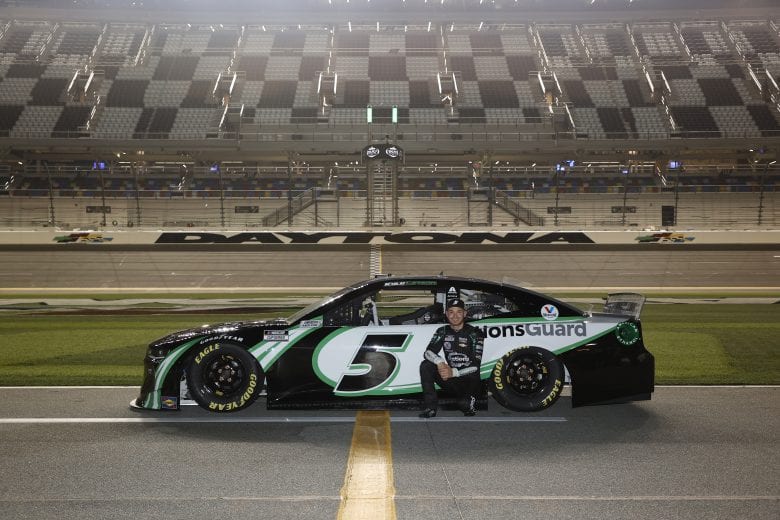 DAYTONA BEACH, FLORIDA - FEBRUARY 10: Kyle Larson, driver of the #5 Nations Guard Chevrolet, poses for photos during qualifying for the NASCAR Cup Series 63rd Annual Daytona 500 at Daytona International Speedway on February 10, 2021 in Daytona Beach, Florida. (Photo by Jared C. Tilton/Getty Images) | Getty Images