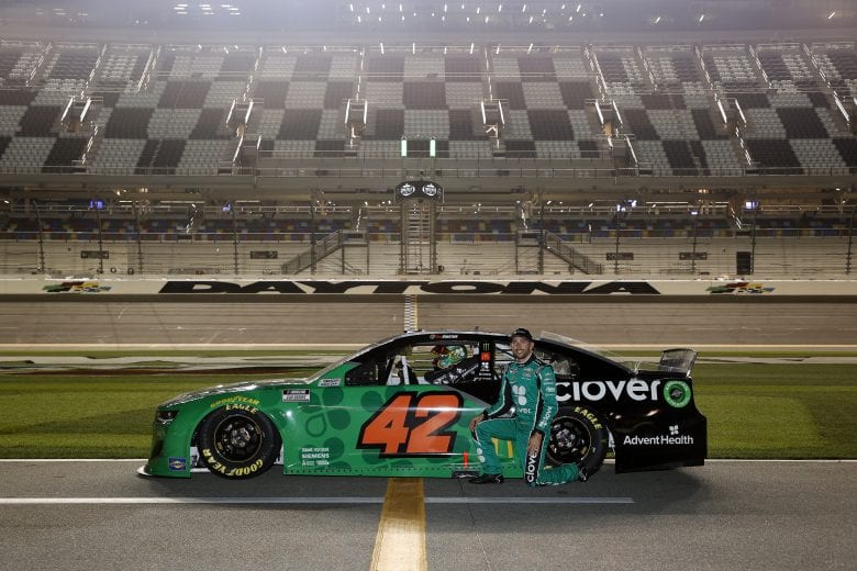 DAYTONA BEACH, FLORIDA - FEBRUARY 10: Ross Chastain, driver of the #42 Clover Chevrolet, poses for photos during qualifying for the NASCAR Cup Series 63rd Annual Daytona 500 at Daytona International Speedway on February 10, 2021 in Daytona Beach, Florida. (Photo by Jared C. Tilton/Getty Images) | Getty Images