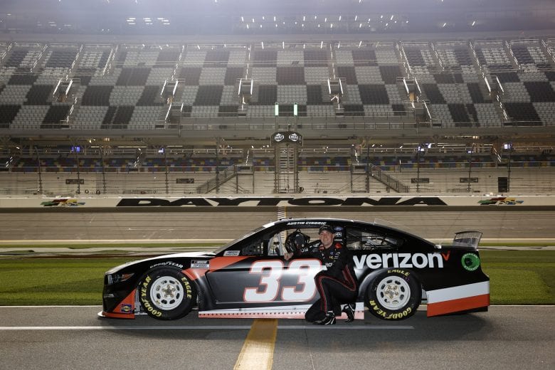 DAYTONA BEACH, FLORIDA - FEBRUARY 10: Austin Cindric, driver of the #33 Verizon 5G Ford, poses for photos during qualifying for the NASCAR Cup Series 63rd Annual Daytona 500 at Daytona International Speedway on February 10, 2021 in Daytona Beach, Florida. (Photo by Jared C. Tilton/Getty Images) | Getty Images