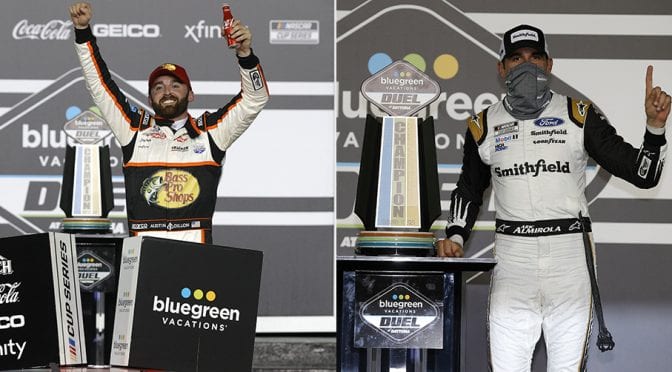 Featured Image for Aric Almirola, Austin Dillon split Bluegreen Vacations Duel wins at Daytona