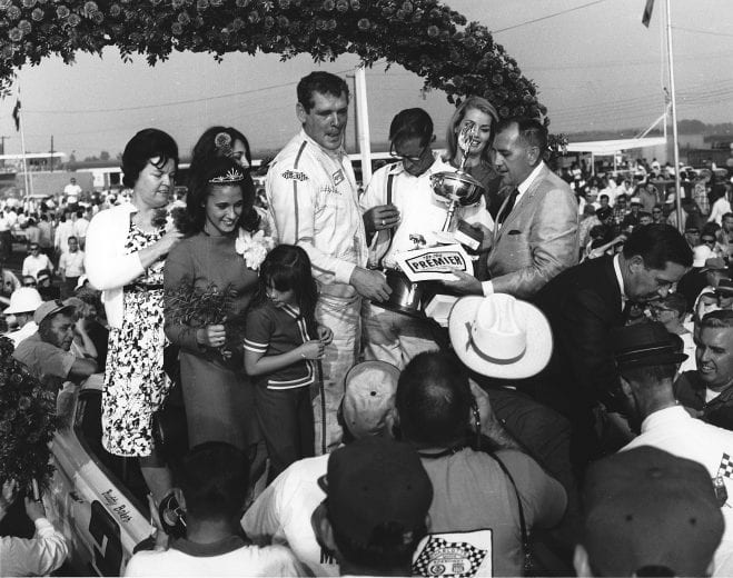CHARLOTTE, NC — October 15, 1967: After trying since 1959, Buddy Baker finally captured his first NASCAR Cup win driving Ray Fox’s Dodge Charger to victory in the National 500 at Charlotte Motor Speedway. (Photo by ISC Images & Archives via Getty Images)