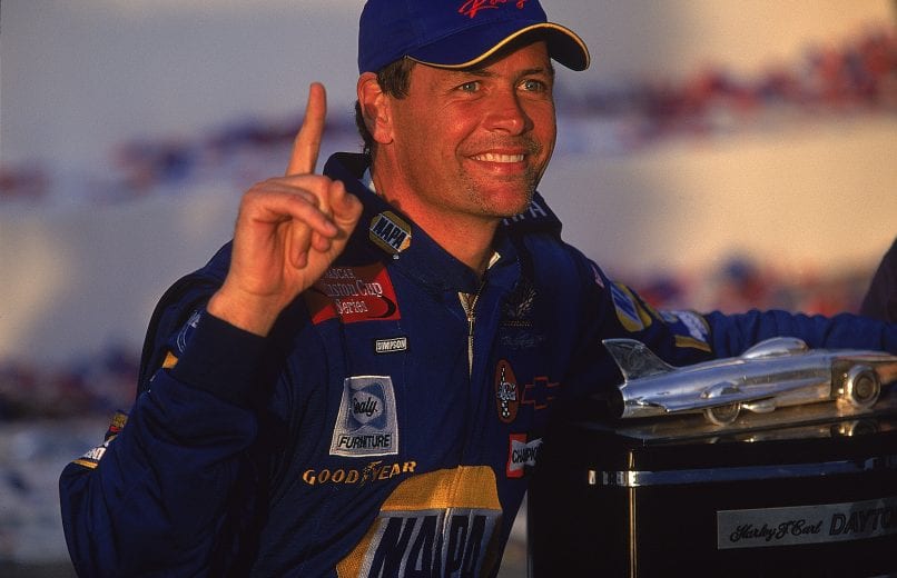 18 Feb 2001: A close up of Michael Waltrip who drives the #15 Chevy Monte Carlo for Dale Earnhardt Inc. as he poses with his trophy during the Daytona 500 Speedweeks, part of the NASCAR Winston Cup Series at the Daytona International Speedway in Daytona, Florida.Mandatory Credit: Jamie Squire /Allsport