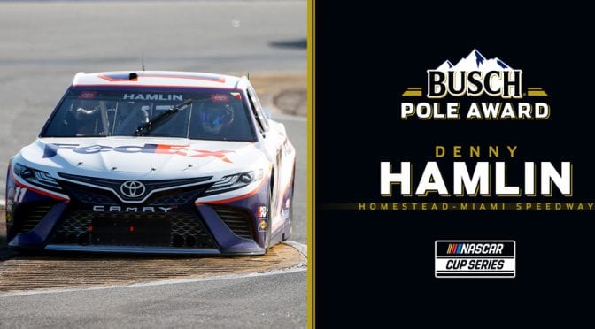 Featured Image for Denny Hamlin wins Busch Pole Award for Homestead-Miami; see lineup