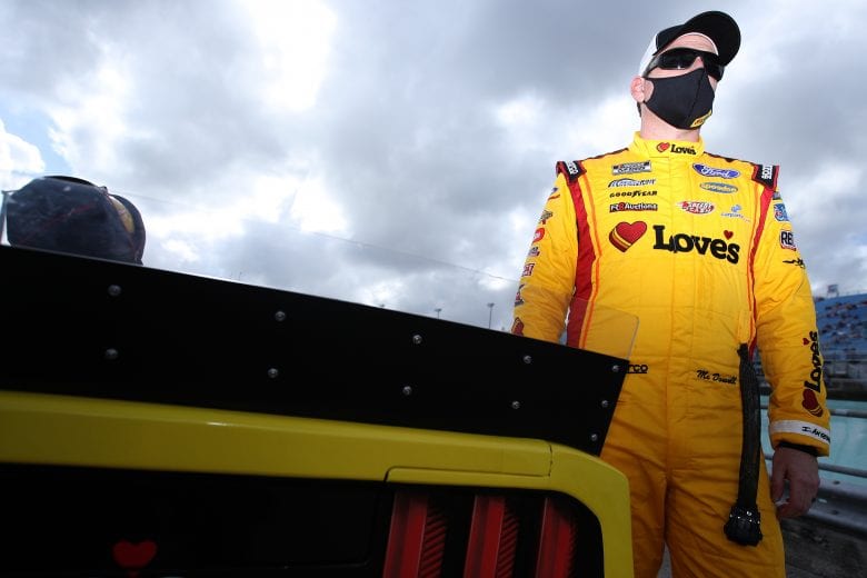 HOMESTEAD, FLORIDA - FEBRUARY 28: Michael McDowell, driver of the #34 Love's Travel Stops Ford, waits on the grid prior to the NASCAR Cup Series Dixie Vodka 400 at Homestead-Miami Speedway on February 28, 2021 in Homestead, Florida. (Photo by Sean Gardner/Getty Images) | Getty Images