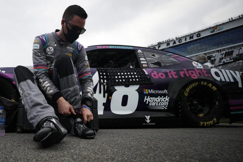 DAYTONA BEACH, FLORIDA - FEBRUARY 14: Alex Bowman, driver of the #48 Ally Chevrolet, prepares for the NASCAR Cup Series 63rd Annual Daytona 500 at Daytona International Speedway on February 14, 2021 in Daytona Beach, Florida. (Photo by Chris Graythen/Getty Images) | Getty Images