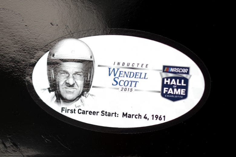 LAS VEGAS, NEVADA - MARCH 07: A detail of the sticker in tribute to NASCAR Hall of Famer Wendell Scott is seen on the #99 Camping World Chevrolet, driven by Daniel Suarez prior to the NASCAR Cup Series Pennzoil 400 presented by Jiffy Lube at the Las Vegas Motor Speedway on March 07, 2021 in Las Vegas, Nevada. (Photo by Chris Graythen/Getty Images) | Getty Images