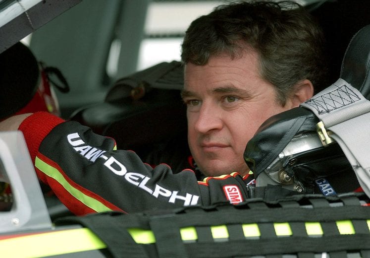 MARTINSVILLE, VA - APRIL 11:  Joe Nemechek waits in his #25 UAW-Delphi Chevrolet for qualifying for the NASCAR Winston Cup Virginia 500 on April 11, 2003 at the Martinsville Speedway in Martinsville, Virginia. (Photo by Doug Pensinger/Getty Images) | Getty Images