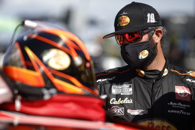 DAYTONA BEACH, FLORIDA - FEBRUARY 21: Martin Truex Jr., driver of the #19 Bass Pro Shops Toyota, waits on the grid prior to the NASCAR Cup Series O'Reilly Auto Parts 253 at Daytona International Speedway on February 21, 2021 in Daytona Beach, Florida. (Photo by Chris Graythen/Getty Images) | Getty Images