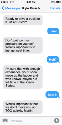 Nascarcasm Fake Texts To Phoenix Winner Martin Truex Jr Nascar