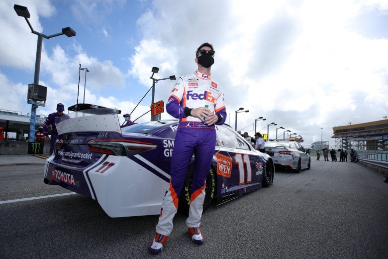 HOMESTEAD, FLORIDA - FEBRUARY 28: Denny Hamlin, driver of the #11 Small Business Grant Constest Toyota, waits on the grid prior to the NASCAR Cup Series Dixie Vodka 400 at Homestead-Miami Speedway on February 28, 2021 in Homestead, Florida. (Photo by Sean Gardner/Getty Images) | Getty Images