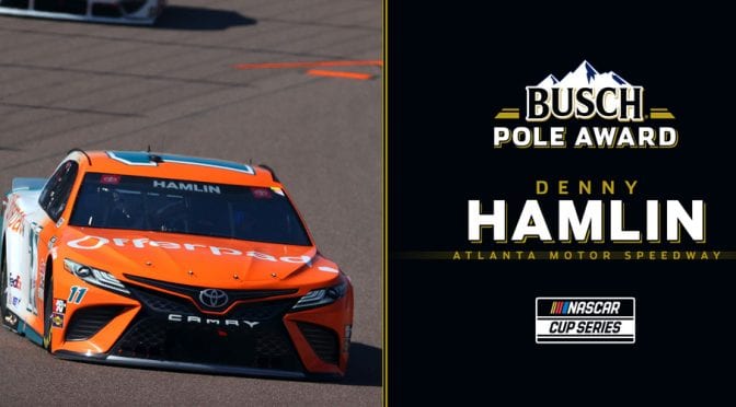 Featured Image for Denny Hamlin wins Busch Pole Award for Atlanta; see full lineup