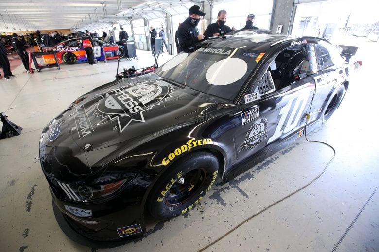 HAMPTON, GEORGIA - MARCH 21:  The #10 Pit Boss Grills Ford, driven by Aric Almirola, sits in the garage area the NASCAR Cup Series Folds of Honor QuikTrip 500 at Atlanta Motor Speedway on March 21, 2021 in Hampton, Georgia. (Photo by Sean Gardner/Getty Images) | Getty Images