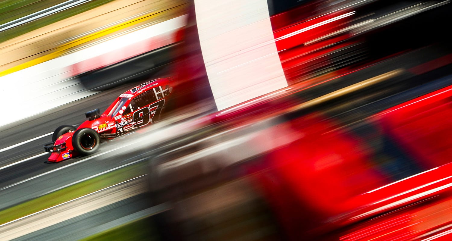 Bryan Dauzat, driver of the #97 Brother In Law Motorsports Ford, during the Musket 200 Presented by Whelen for the NASCAR Whelen Modified Tour at New Hampshire Motor Speedway in Loudon, New Hampshire on September 12, 2020. (Adam Glanzman/NASCAR)