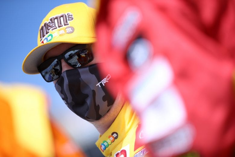 HAMPTON, GEORGIA - MARCH 21: Kyle Busch, driver of the #18 M&M's Messages Toyota, waits on the grid prior to the NASCAR Cup Series Folds of Honor QuikTrip 500 at Atlanta Motor Speedway on March 21, 2021 in Hampton, Georgia. (Photo by Sean Gardner/Getty Images) | Getty Images