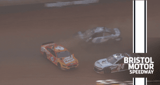 Kyle Larson avoids as William Byron, Ryan Newman make contact
