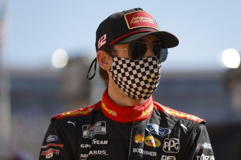BRISTOL, TENNESSEE - MARCH 29: Ryan Blaney, driver of the #12 Advance My Track Challenge Ford, waits on the grid prior to the NASCAR Cup Series Food City Dirt Race at Bristol Motor Speedway on March 29, 2021 in Bristol, Tennessee. (Photo by Chris Graythen/Getty Images) | Getty Images