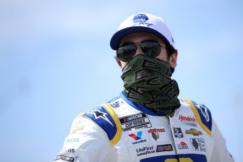 HAMPTON, GEORGIA - MARCH 21: Chase Elliott, driver of the #9 NAPA Auto Parts Chevrolet, waits on the grid prior to the NASCAR Cup Series Folds of Honor QuikTrip 500 at Atlanta Motor Speedway on March 21, 2021 in Hampton, Georgia. (Photo by Sean Gardner/Getty Images) | Getty Images