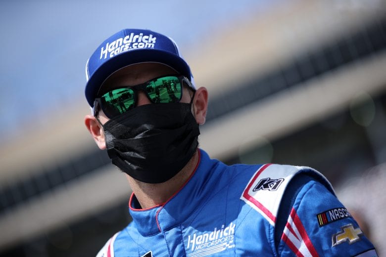 HAMPTON, GEORGIA - MARCH 21: Kyle Larson, driver of the #5 HendrickCars.com Chevrolet, waits on the grid prior to the NASCAR Cup Series Folds of Honor QuikTrip 500 at Atlanta Motor Speedway on March 21, 2021 in Hampton, Georgia. (Photo by Sean Gardner/Getty Images) | Getty Images
